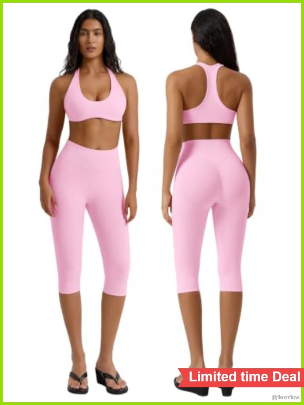 Halter Racerback Sports Bra and Capri Leggings Workout Set